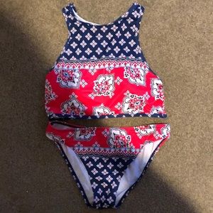 Halter neck geometric bikini